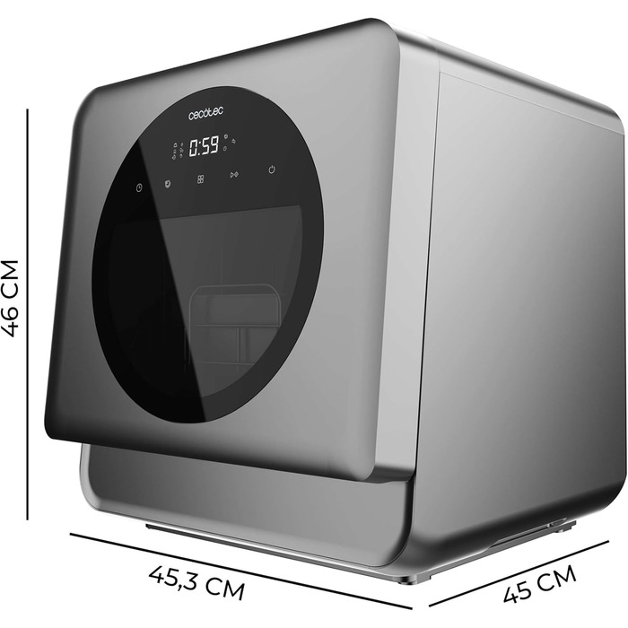 Посудомийна машина Cecotec Bolero Aguazero 1150 Dark Inox на 3 комплекти посуду: компактна, енергоефективна, сенсорне управління, 6 програм