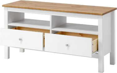 Тумба під телевізор Hagge Home, масив дерева, 110x40 см, біла, для вітальні