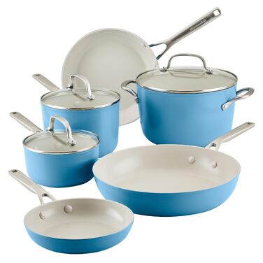 Набір посуду KitchenAid Harteloxierte Keramik синій оксамит 9 предметів з антипригарним керамічним покриттям