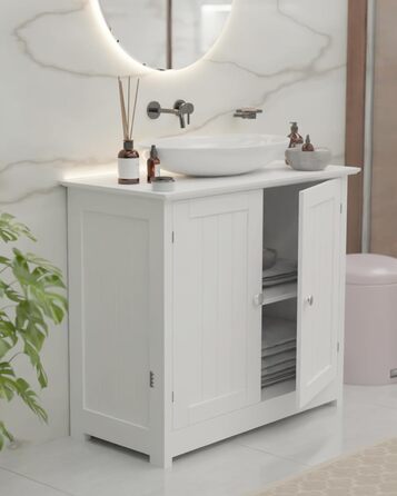 Підставка під раковину Shelfmade - тумба під раковину біла в стилі кантрі (50-60 см ширина) - шафка для ванної кімнати, 60 x 30 x 60 см