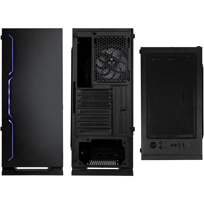 Корпус для ПК Kolink Inspire K11 ARGB Midi-Tower, чорний, з боковою панеллю з загартованого скла, RGB-вентилятор, підтримка водяного охолодження, ATX
