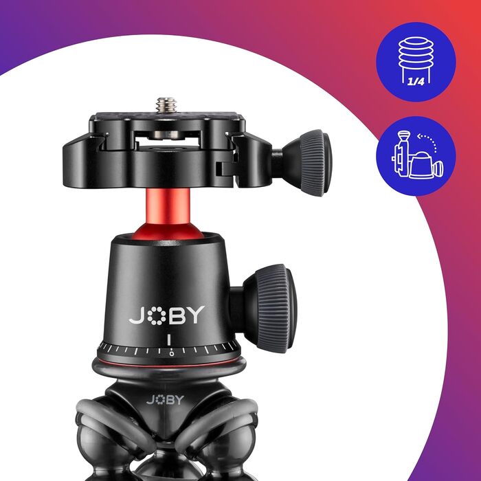 Гнучкий штатив JOBY GorillaPod 3K Pro Kit з алюмінію з кульовою головкою, QR-платою, для бездзеркальних камер, вантажопідйомність 3 кг, вироблено в Італії
