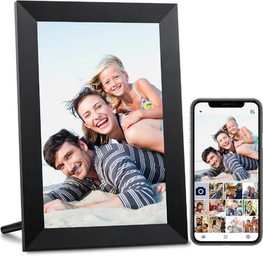 Цифровий фоторамка WiFi 10,1 дюйма, IPS HD сенсорний екран, 32GB, автоматичне обертання, підключення з будь-якого місця, чорний колір