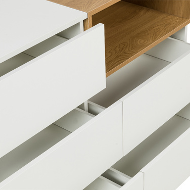 Комод-тумба MELMO S 120x40x76 см, 5 шухляд, білий/дуб, hjh LIVING