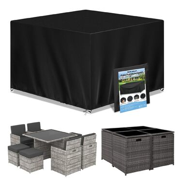 Чохол для садових меблів Wanocean, 140x140x90 см, водонепроникний, Oxford 420D, захист від УФ-випромінювання, для столу та палетних меблів