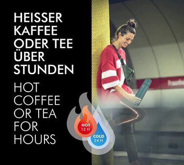 Термос-пляшка THERMOS 500 мл, нержавійка, з чашкою, тримає тепло 12 годин / холод 24 години, герметична, бірюзова, для школи, офісу, подорожей