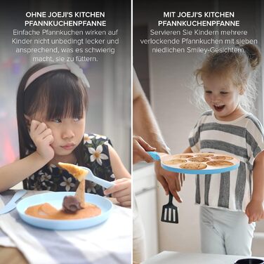 Сковорода для млинців і панкейків з 7 відсіками Smile Joeji's Kitchen, 26,5 см, антипригарна, алюмінієва, для індукції, синя, дитяча, універсальна