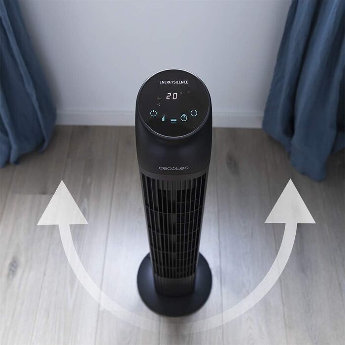 Вентилятор Cecotec EnergySilence 8050 SkyLine Smart з пультом та таймером, 45 Вт, мідний двигун, 3 швидкості, чорний