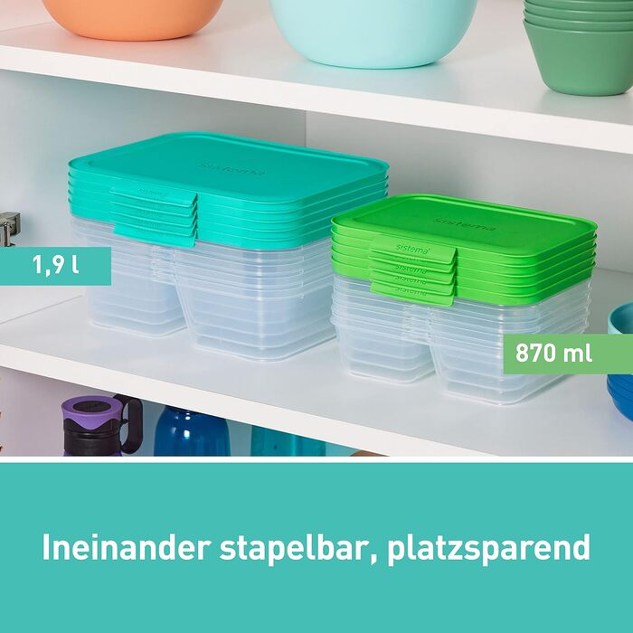 Набір контейнерів для їжі Nest IT Meal Prep | 5 шт, 1.9 л, 3 відділення, зелені