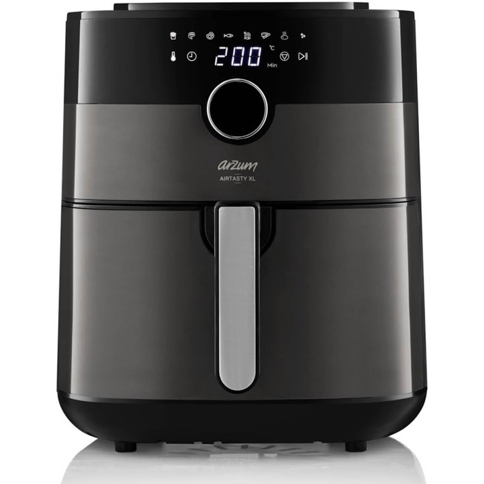 Фритюрниця Arzum Airtasty AR2074-G, без масла, XL об'єм, цифрове керування, 8 програм, срібляста