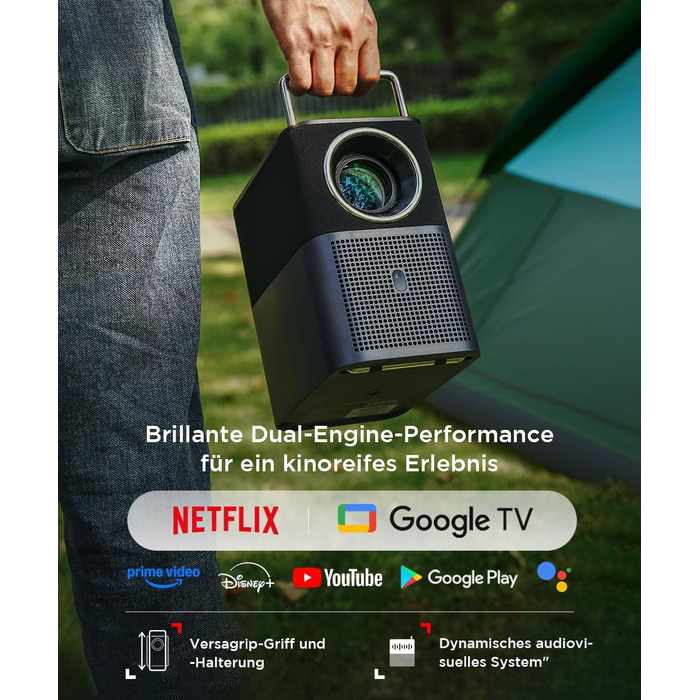 Проєктор TCL A1s 4K Full HD Google TV/Netflix: Dolby Audio, Bluetooth, WiFi, Автофокус, Корекція трапеції 6D для дому та ігор
