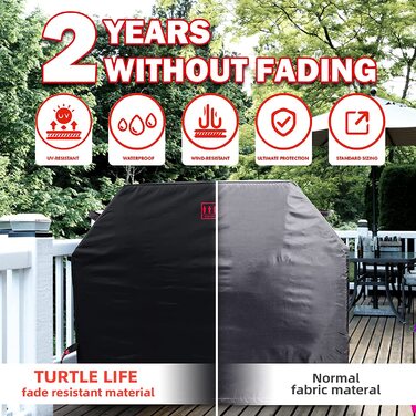 Водонепроникний чохол для гриля Turtle Life 136x70x114 см, для газових грилів 2-4 конфорки TAINO, Enders, чорний, не вицвітає 2 роки