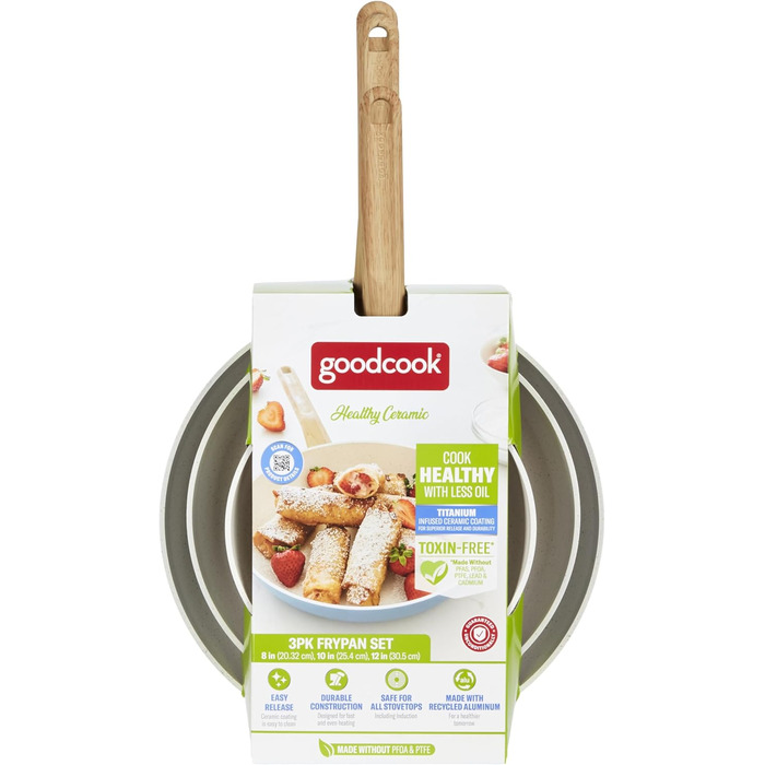 Набір керамічного посуду GoodCook Gesundes 12 предметів, світло-блакитний — каструлі, сковорідки (8