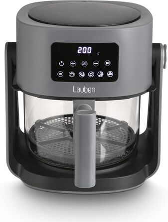 Аерофритюрниця Lauben Glass&Grill 3в1 5500BG, 5,5 л, скляний кошик, 6 програм, гриль і сковорода