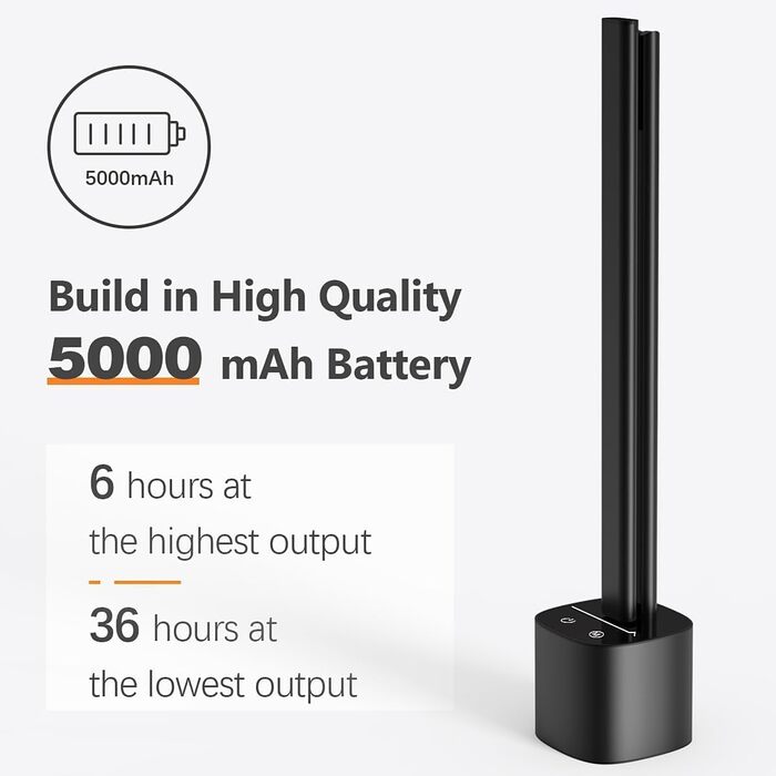 LED настільна лампа bravzurg 10W з дотиком, димуванням, акумулятором 5000mAh, складана та поворотна, бездротова, для офісу, столу, нічника, чорна