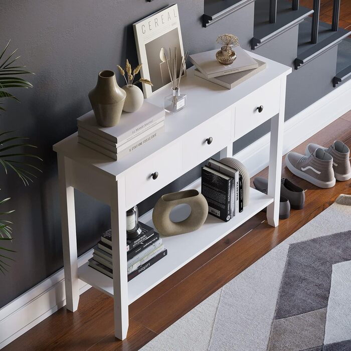 Консольний стіл Vida Designs Windsor, 3 шухляди, білий, дерев'яний