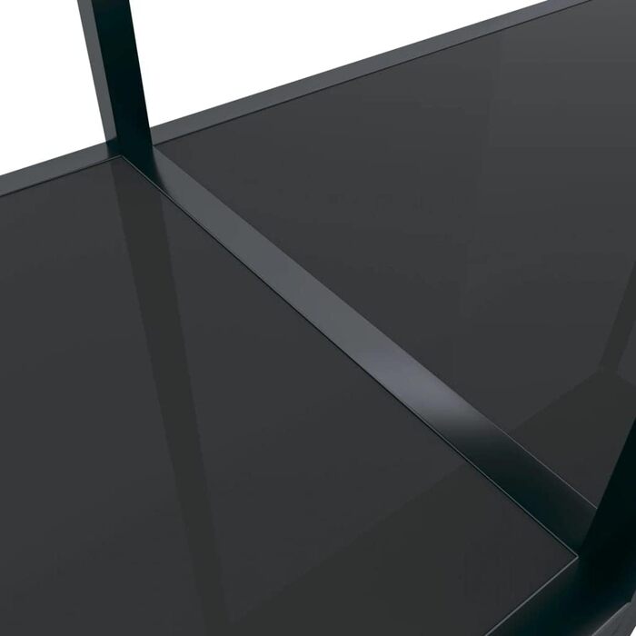 Консольний стіл vidaXL зі скла та сталі, чорний, 200x35x75,5 см – сучасний приставний стіл для коридору, вітальні, з гартованого скла
