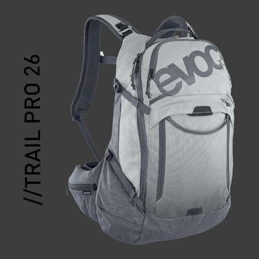 Рюкзак EVOC TRAIL PRO 16л L/XL з захистом спини LITESHIELD PLUS, для трейлрайдингу та перегонів, стінгрей/карбоновий сірий, легкий, з широкими поясними лямками і відділенням для питної системи 3л