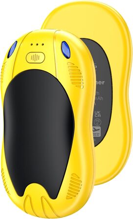 Електричні грілки для рук FANDLISS з магнітом, 10000mAh, 2 шт., з двостороннім нагрівом, USB, багаторазові, 3 рівні нагріву, для відпочинку на природі, гольфу, кемпінгу (3 жовті + чорні)