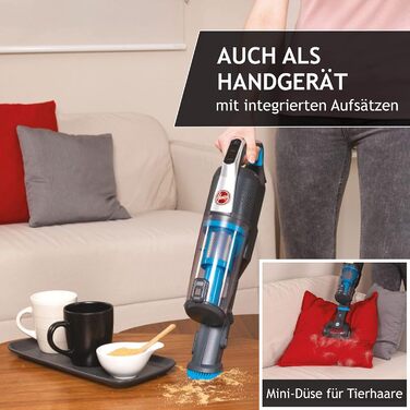 Бездротовий пилосос Hoover H-FREE 500 PETS для шерсті тварин, акумуляторний, 2-в-1 (ручний та вертикальний), до 30 хв роботи, без мішка, насадка для шерсті, LED-підсвітка, паркування, компактний