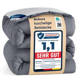 BEDSURE Ковдра постійна 240x220 см - тепла, двостороння, для алергіків, сіра/світло-сіра, 300 GSM