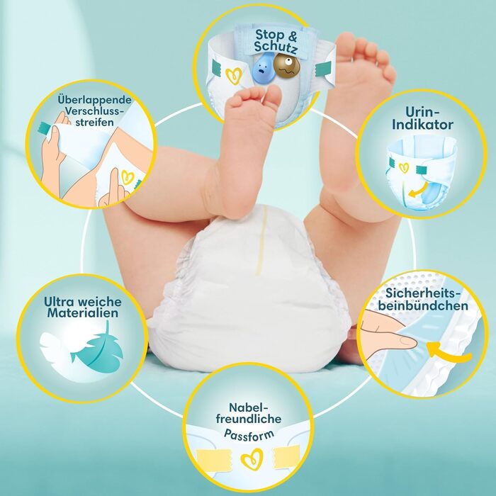 Підгузки Pampers Premium Protection для новонароджених, розмір 2 (4-8 кг), велика упаковка, 68 шт.