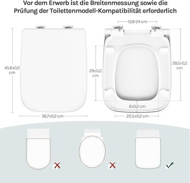 Кришка для унітаза WOLTU з мікроліфтом (Softclose), квадратна, пластикова, з системою швидкого монтажу Fast Fix