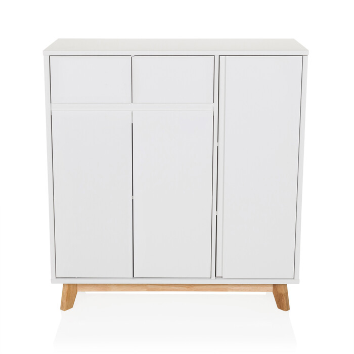 Тумба для взуття / комод ESTHA 80x34x85 см 2 висувних ящика 3 двері білий hjh LIVING