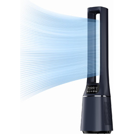 Midea MFP-120i (BL) Тихий турмовентилятор 2-в-1 з очищувачем повітря HEPA H13, LED-дисплей, дистанційне керування, осциляція, таймер 12 годин, Wi-Fi, сумісний з Alexa/Google, для приміщень до 47,6 м²