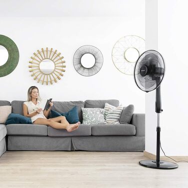 Вентилятор підлоговий Cecotec EnergySilence 610 Max Flow 70 Вт, діаметр 40 см, 4 швидкості, таймер 2 години, поворот 90°, регульований кут нахилу та висота, чорний