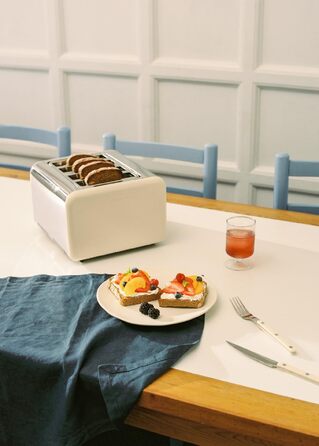Тостер CREATE TOAST Retro Doble - 6 режимів, піддон для крихт, розморожування, підігрів, 2 широкі слоти, 750W (пісочний)