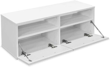 Тумба під телевізор vidaXL з 2 полицями та 2 шафками, біла, 95x35x36 см, деревостружкова плита
