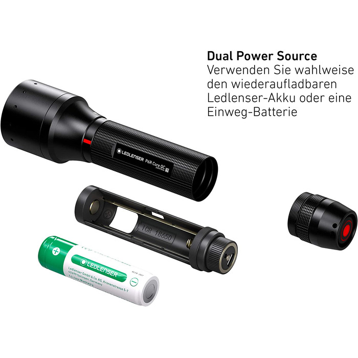 Ліхтарик Ledlenser P6R Core QC, мультиколірний LED (білий, червоний, зелений, синій), акумуляторний, 270 лм, 335 м, для полювання, риболовлі, аутдору