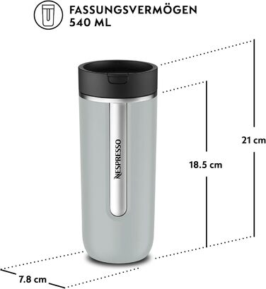 Термокружка Nespresso Travel Mug Small Sage Green 540 мл - Зелений салатний колір, нержавіюча сталь, для кави, чаю, матча, з кришкою, для подорожей