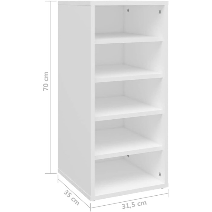 vidaXL шафа для взуття з 5 відділеннями, біла, 31,5x35x70 см, деревостружкова плита, навісний стелаж для зберігання взуття