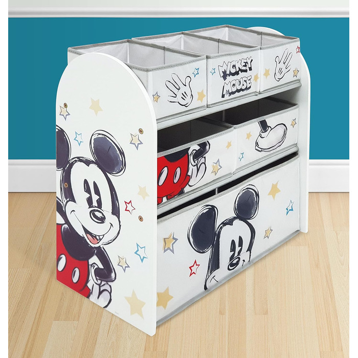 Дитячий дерев'яний органайзер Disney Nixy Kids Mickey Mouse з 6 контейнерами для іграшок