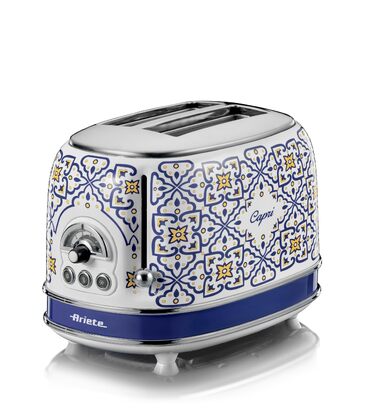 Тостер Ariete 155 Mediterranes Design Capri: 2 слоти, 6 рівнів підсмажування, розморожування, підігрів, автоматичний викид, 810 Вт