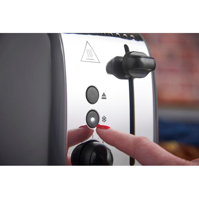 Тостер Russell Hobbs Colours Plus Edelstahl на 2 тости, сірий. З широкими слотами, підставкою для булочок, 6 режимів підсмажування, розморожуванням, функцією Lift & Look, 1600 Вт