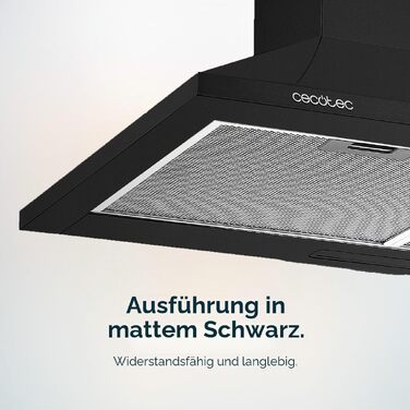 Витяжка кухонна піраміда Cecotec Bolero Flux PM 604300, 60 см, потужність 430 м³/год, механічне керування, чорна