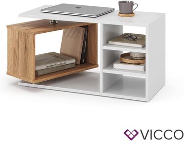 Журнальний стіл Vicco Rafi, білий/дуб, 88x40 см