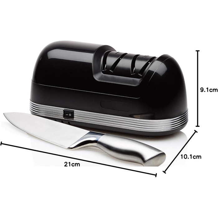 Електричний точило для ножів StilGut Profi — професійний діамантовий гострило з грубим та тонким шліфуванням, безшумний, чорний (Версія 2020 F)
