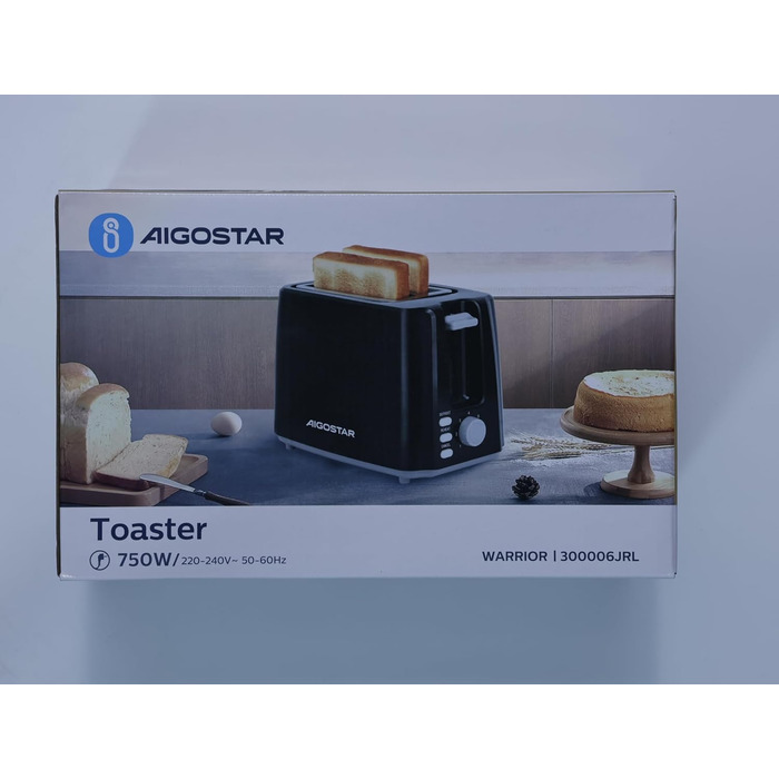 Тостер Aigostar, 7 режимів підсмажування, функції розморожування та підігріву, 2 широкі слоти, 750Вт, чорний, сендвіч тостер