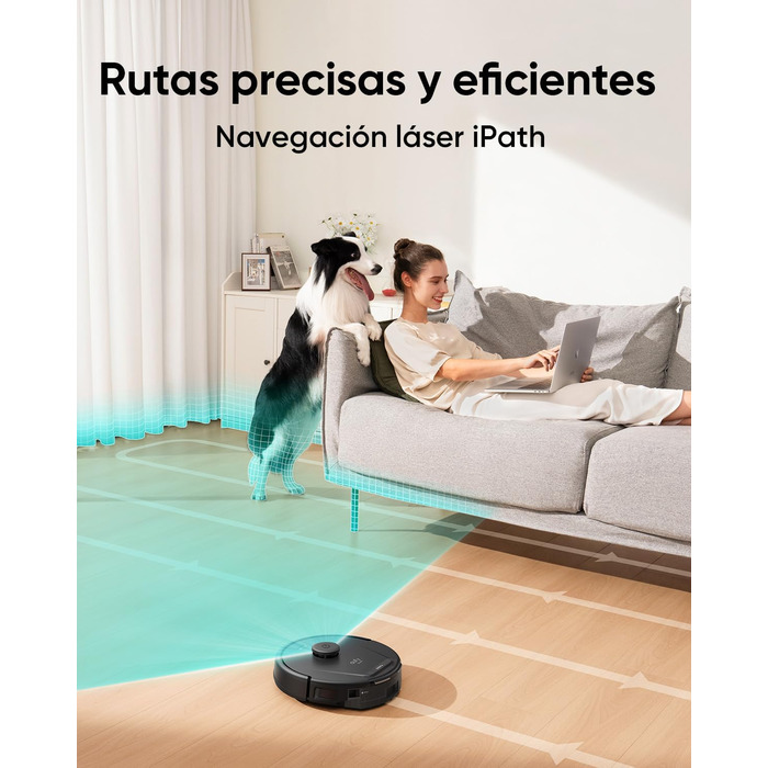 Робот-пилосос eufy L60 з базою самостійного очищення, потужність 5000Pa, захист від намотування волосся, 60 днів роботи без очищення, iPath лазерна навігація (відновлений) (L60 Hybrid SES)