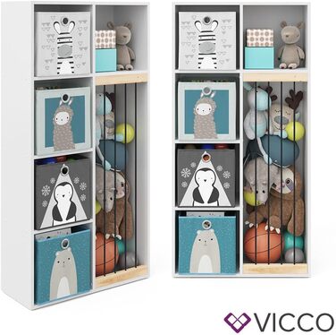 Дитяча полиця Vicco Marvin, біла, 72x143 см, з 4 складаними коробами, Опція 2