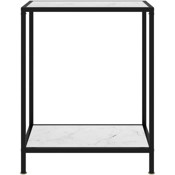 Консольний стіл Homiuse 60x35x75 см білий, загартоване скло, метал, для вітальні, вузький приставний столик з 2 полицями