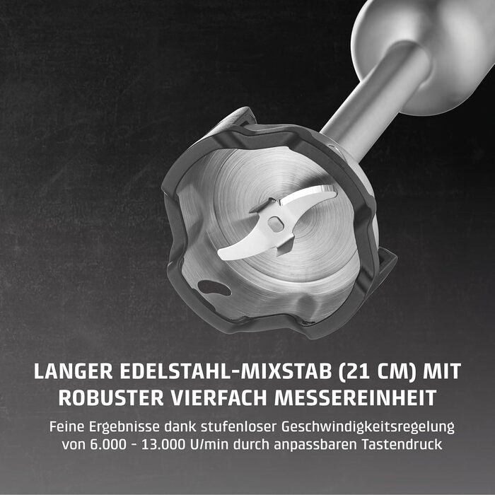 CASO Click & Mix: Бездротовий міксер з акумулятором для тіста, збитих вершків та соусів. 8 швидкостей (600-1200 об/хв)