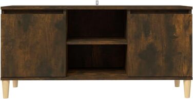ТВ тумба vidaXL з масиву дерева, низький стіл для телевізора, шафа для HiFi, колір копчена дуб, 103,5x35x50 см