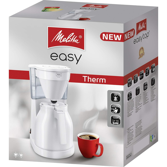 Кавоварка фільтраційна Melitta Easy Therm, 1 л, біла, пластикова, термокувшин для однієї особи