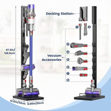 Підставка для пилососа Dyson pickpiff — універсальний стійкий тримач для моделей V15, V12, V11, V10, V8, V7, V6 з органайзером для аксесуарів, без свердління