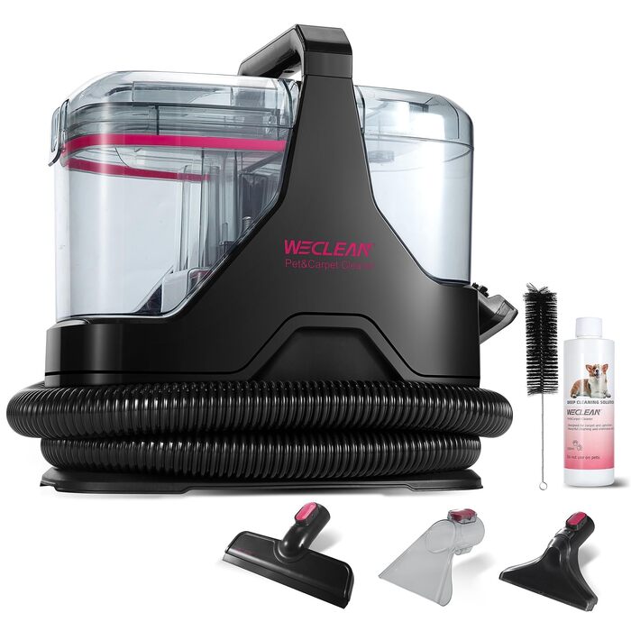 WECLEAN C3: Пилосос для миття підлоги 600W, 18kPa, для килимів, диванів, вікон, дзеркал, автомобілів (чорний/рожевий)
